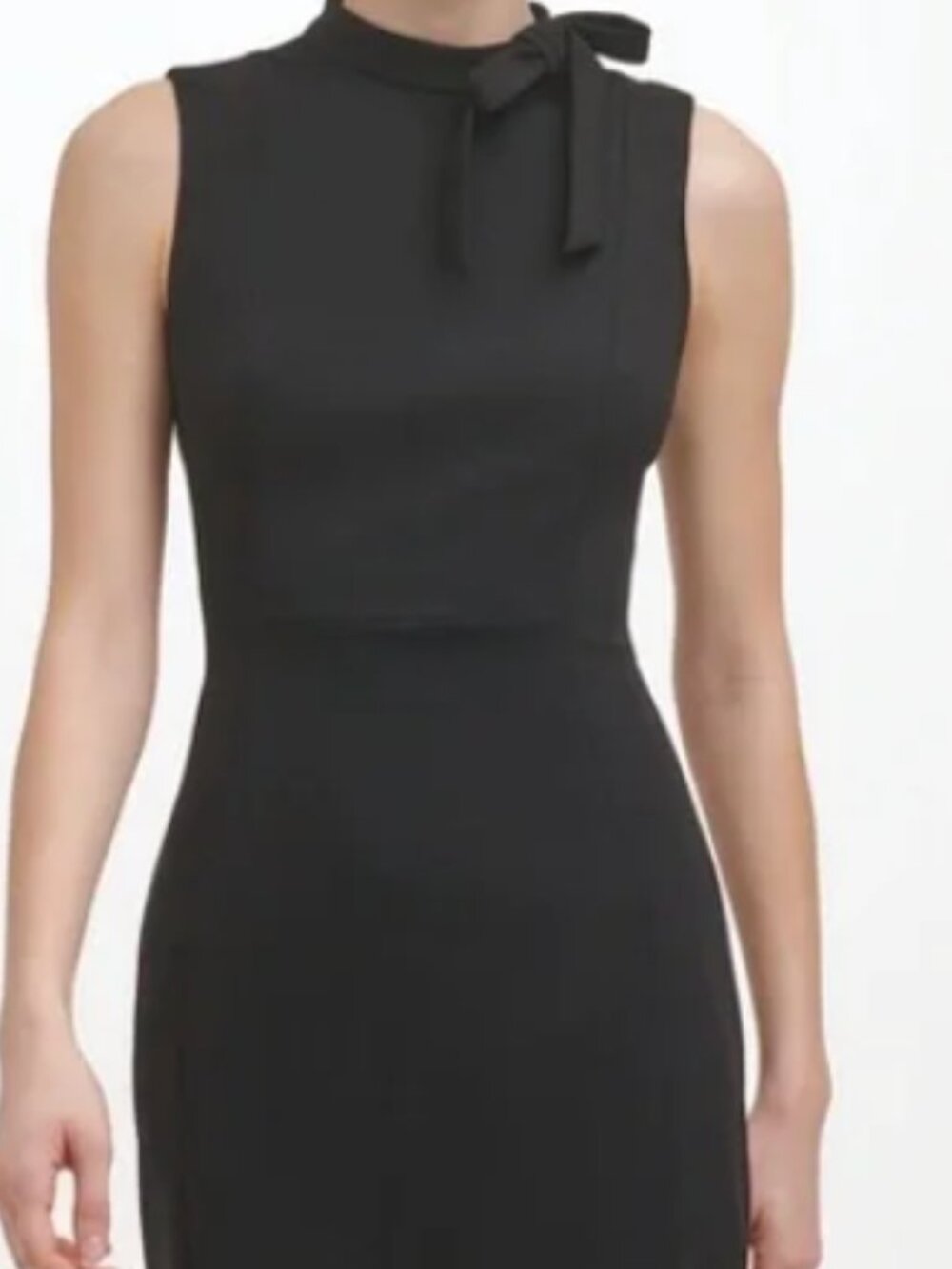 Calvin Klein black sleeveless tie-neck sheath dress, size 10